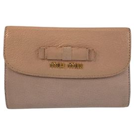 Billetera compacta de cuero Madras Miu Miu Rosa