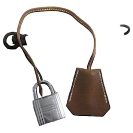 Hermès Clochette, Reißverschlussanhänger aus silbernem Stahl mit Schloss nur für Oberteil mit Riemen, neu Silber Hardware