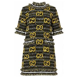Robe en tweed GG Gucci noir et jaune Taille M Noir
