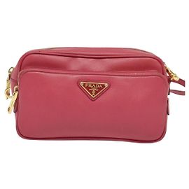 Borsa a tracolla con tasca frontale in pelle Saffiano piccola di Prada Rosa