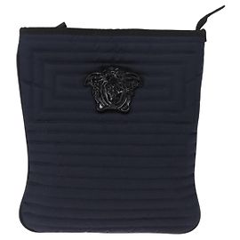 Sac à épaule vintage Versace en nylon Bleu Marine