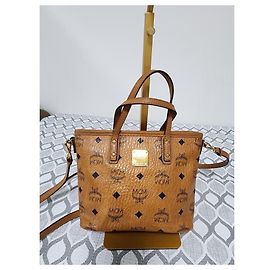 MCM ANYA SAC MINI SHOPPER À ZIP TOP COGNAC Cognac