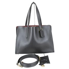 COACH E2311-CH805 Leather Shoulder and Tote Bag Black