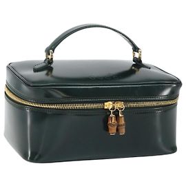 Pochette Vanity en Bambou GUCCI Cuir verni Vert 032 1956 0150 Auth mr1954 Vert