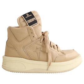 Rick Owens Tênis de couro bege Bege