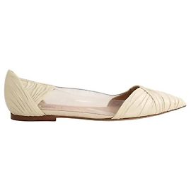 Valentino Bailarinas de couro ecru Cru