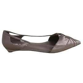 Prada Ballet Flats Grey Cloth Size 41 Grey