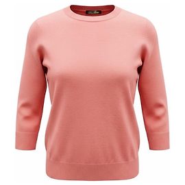 Rosa Cashmere-Strickpullover mit drei Viertelärmeln von Loro Piana Pink