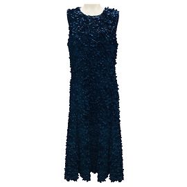 Robe de cocktail à appliqué de pétales en bleu encre Akris Punto Bleu Marine