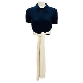 Loewe Navy / Ecru Open Back Polo Jumper Navy blue