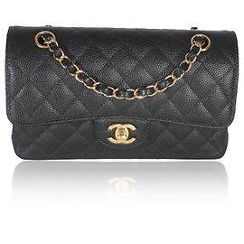 Chanel Black Quilted Caviar Small Classic Double Flap Bag Black
