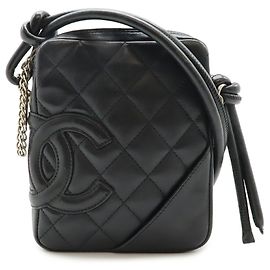 CHANEL Cambon Line Coco Mark Medium Pochette Shoulder Bag Black Pink White