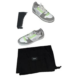 Baskets Versace en cuir et daim Blanc Vert Gris