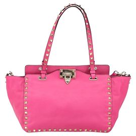 Borsa Tote Rockstud in pelle morbida media Valentino Garavani Rosa