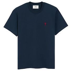 Camiseta de algodón azul marino AMI Paris Azul oscuro