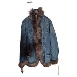 Miss Sixty Denimjacke mit synthetischem Pelzfutter Braun Blau