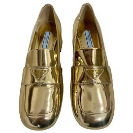 Prada Absatz Loafer Leder Gold Golden