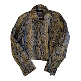 Guess jacket with python print Black Grey Python print Yellow