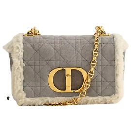 Dior Bolsa de ombro de couro cinza Cinza