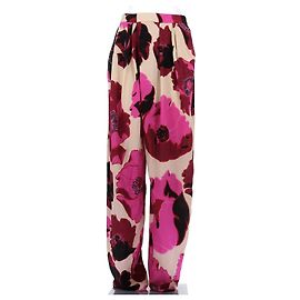 Dries Van Noten Rosa bedruckte Hose mit Seide Pink