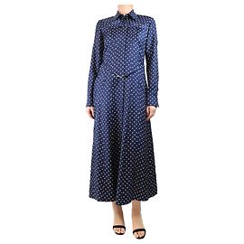 Gabriela Hearst Navy silk polka dot midi dress - size UK 10 Navy blue