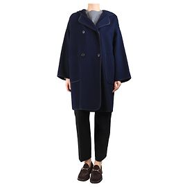 Weekend Max Mara Navy hooded wool coat - size UK 8 Blue