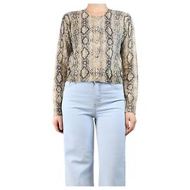 Frame Denim Cremefarbener Cardigan mit Schlangenprint - Größe S Roh