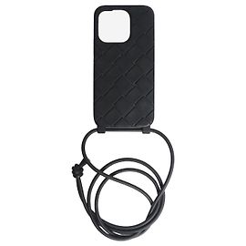 Bottega Veneta Schwarze iPhone-Hülle mit Tragegurt Schwarz