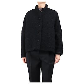 Autre Marque Schwarze, strukturierte Wolljacke - Größe L Schwarz