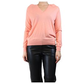 Eric Bompard Pull en cachemire rose à col en V - taille L Rose