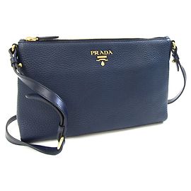 Bolsa de ombro de couro azul marinho Prada Azul marinho