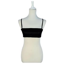 Mango Crop top in lino nero Nero