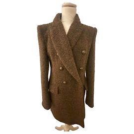 Zara coat in khaki bouclé wool Khaki
