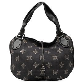 Céline Bolsa hobo Celine Macadam preta em denim Bittersweet Preto