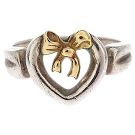 Anillo de cinta en forma de corazón de plata 925 y oro amarillo K18 Tiffany & Co. Plata