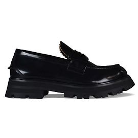 Alexander Mcqueen Robben-Leder Slipper Schwarz
