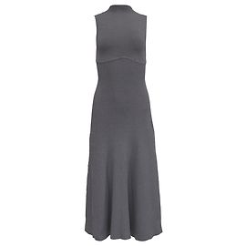 Robe midi ajustée et évasée en viscose grise à côtes Malachite de Staud Gris