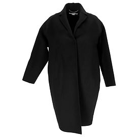 Stella Mc Cartney  Stella Mccartney Hidden Buttoned Coat in Black Wool Black