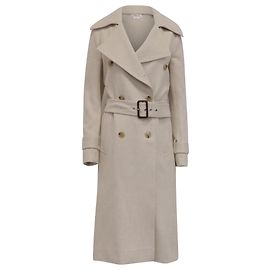 Trench coat duplo Victoria Beckham em algodão branco Branco Cru