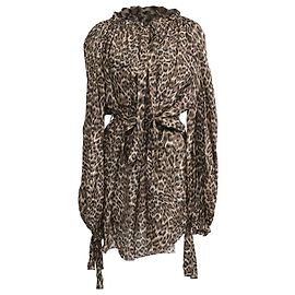 Robe off-shoulder à imprimé léopard Suraya de Zimmermann en soie marron Marron