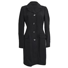 D&G Langer Mantel aus Schwarzer Wolle Schwarz