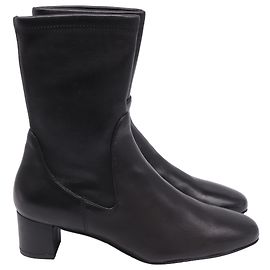 Stuart Weitzman Ernestine Sock Ankle Boots in Black Leather Black