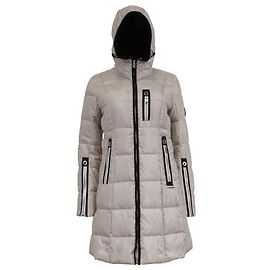 Bogner Zip-Up Hooded Down Coat with Pockets in Grey Polyamide Grey