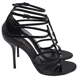 Yves Saint Laurent Sandales Cassandra Saint Laurent en cuir verni noir Noir