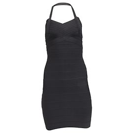 Herve Leger Icon Bandage Body-Con Mini Kleid aus grauem Rayon Grau