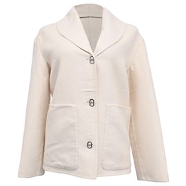 Manteau court Hermès en cachemire blanc Blanc Écru