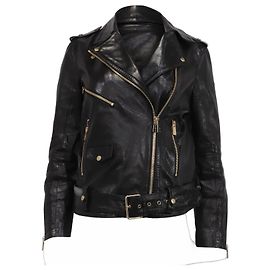 Anine Bing Biker Jacket in Black Leather Black