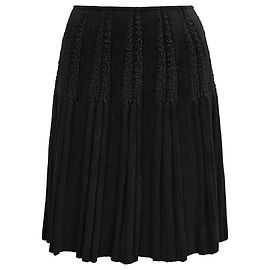 Falda Mini Plisada de Punto Alaïa en Lana Negra Negro
