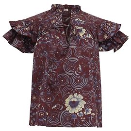 Top floral de mangas flutter Letty en algodón burdeos de Ulla Johnson Burdeos