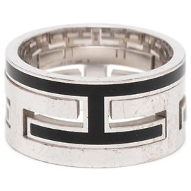 Anello Hermès Move Ash Argento Nero Nero Argento